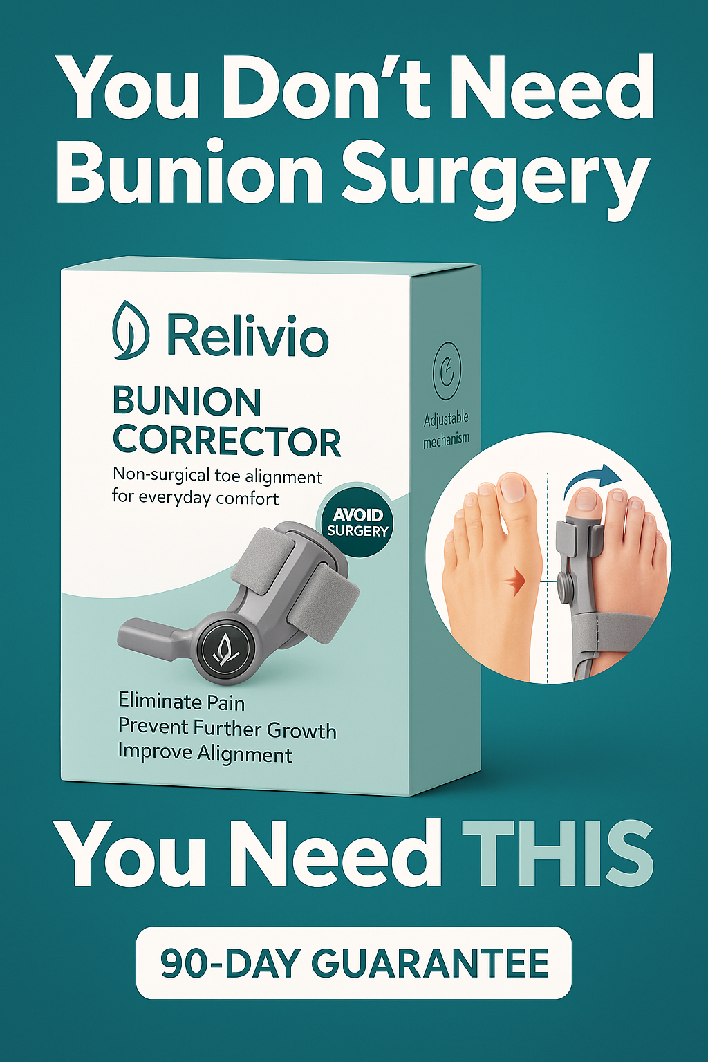 Relivio™ Bunion Corrector – Natural Relief & Toe Alignment for Everyday Comfort